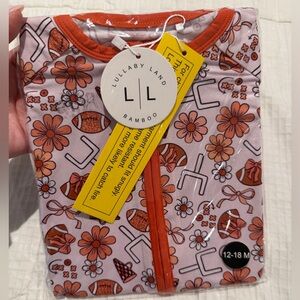 Football Floral Bamboo Zippy by  Lullaby Land Bamboo size 12-18 monthsNWT